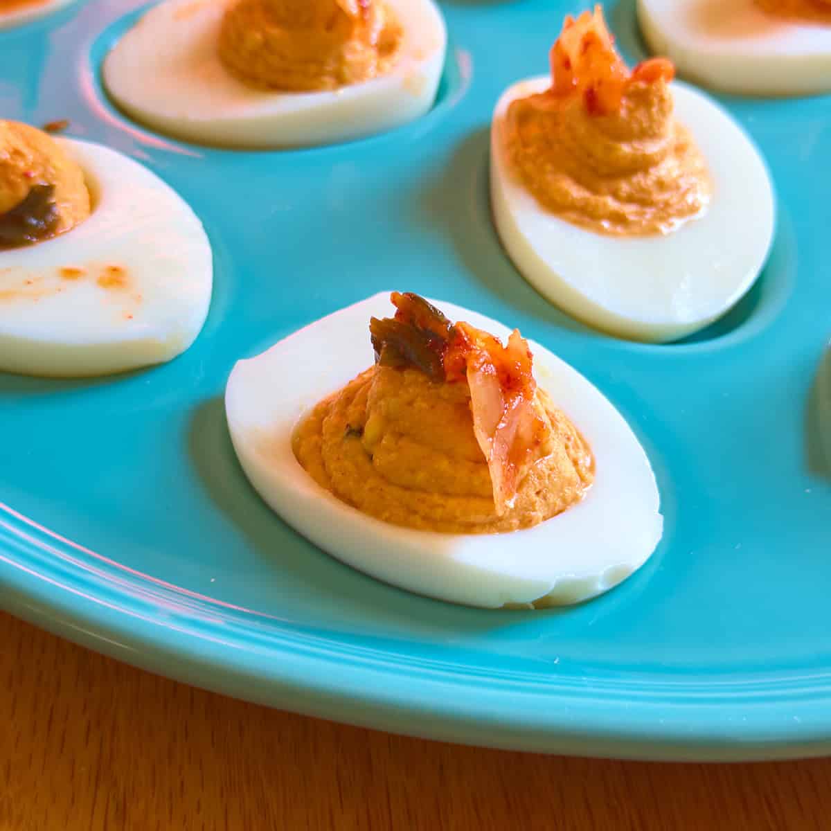 Kimchi Deviled Eggs