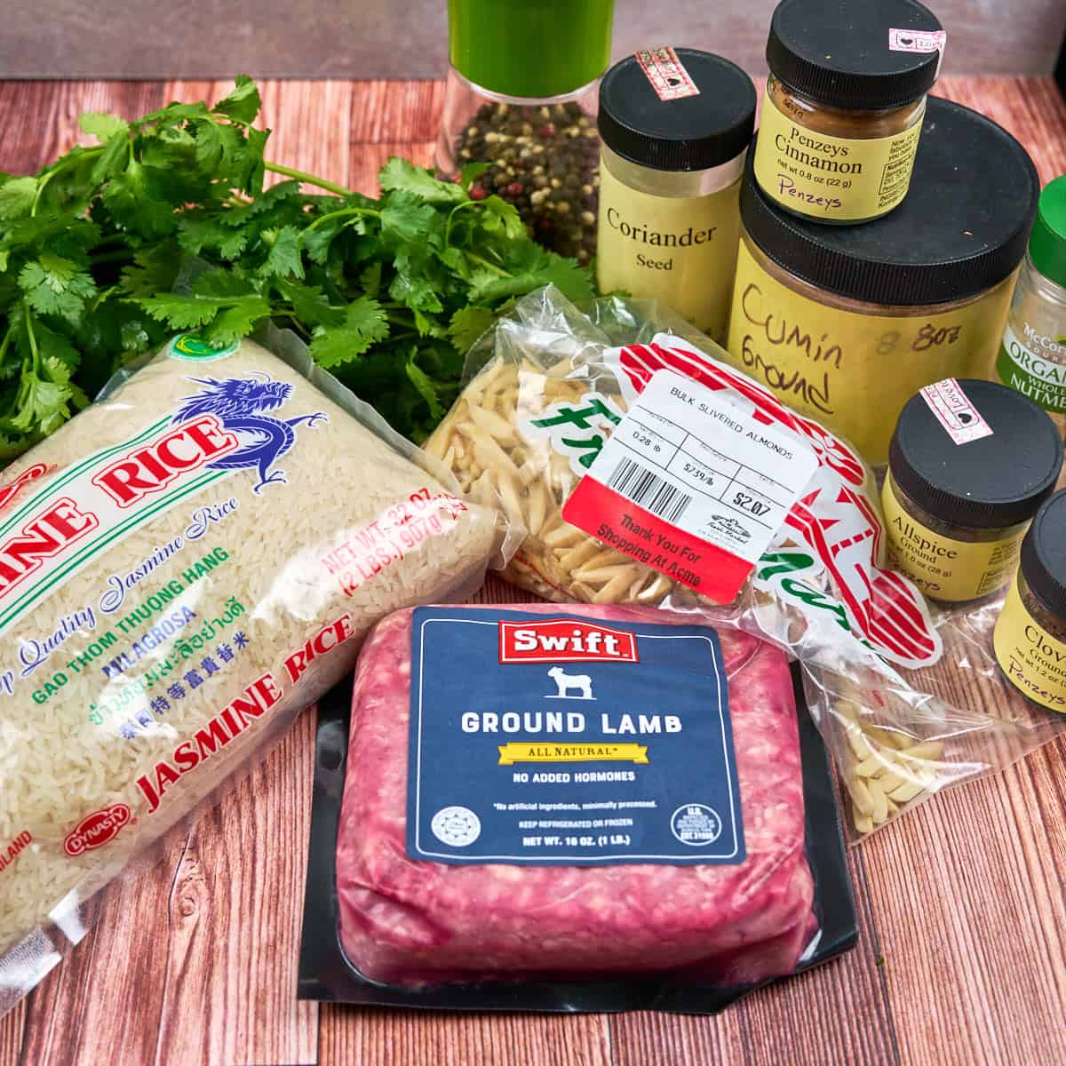 Ingredients for Instant Pot Lamb Rice