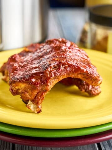 A plate of Instant Pot Cajun Baby Back Ribs