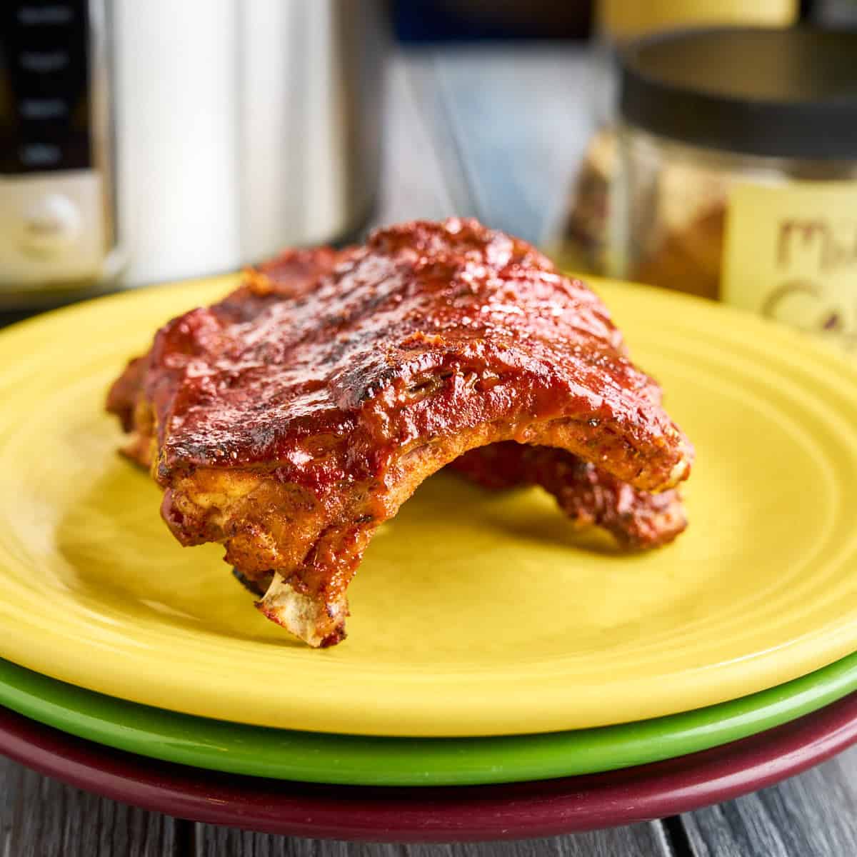 A plate of Instant Pot Cajun Baby Back Ribs