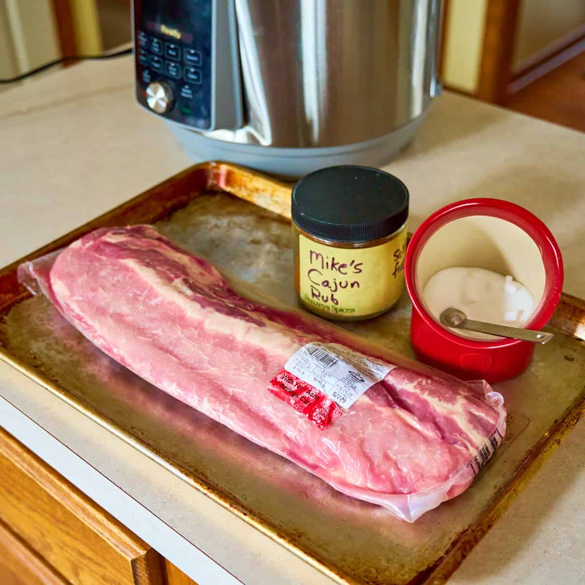 A slab of ribs, salt, cajun rub, and a pressure cooker