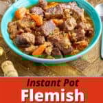 Flemish Beef Stew with a glass of Bernadus in the background