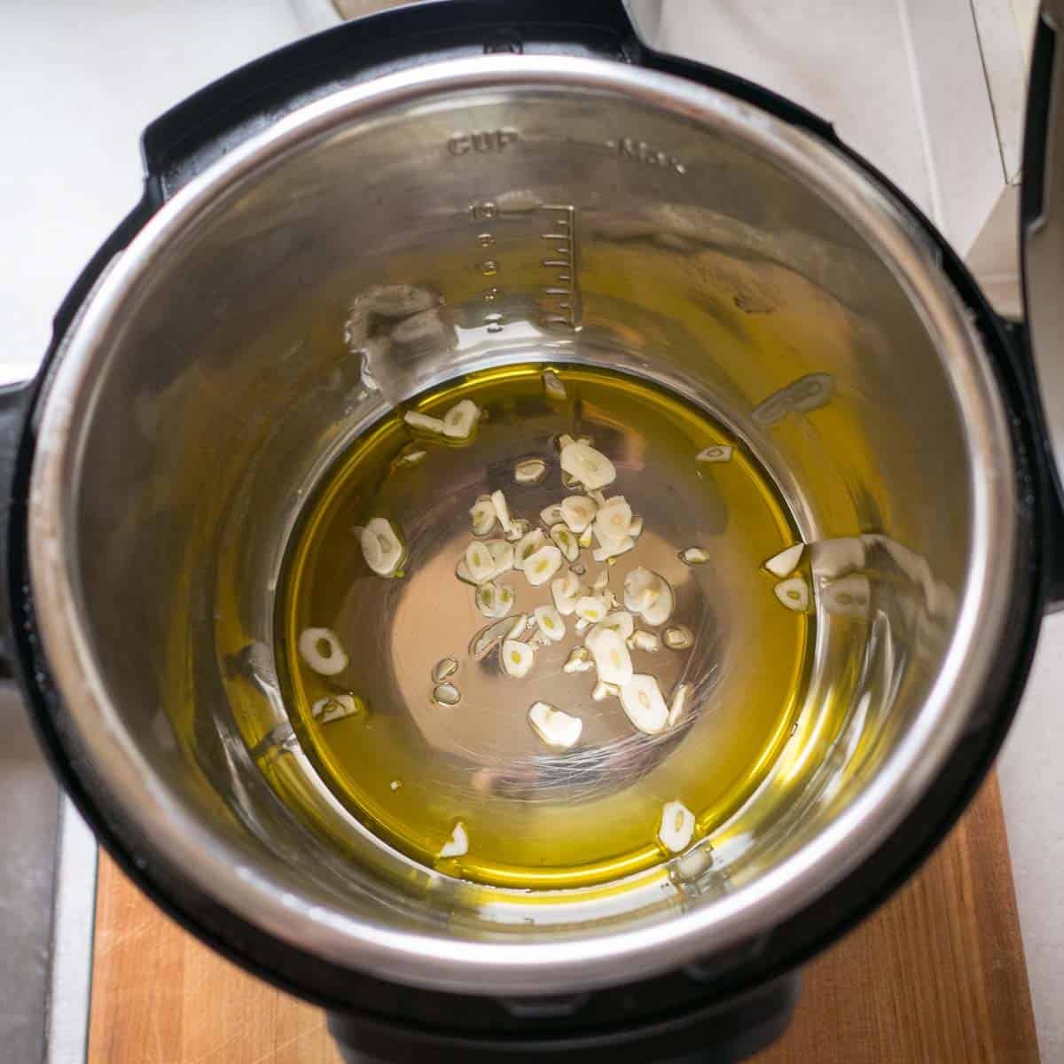 Sautéing the slivered garlic in an Instant Pot