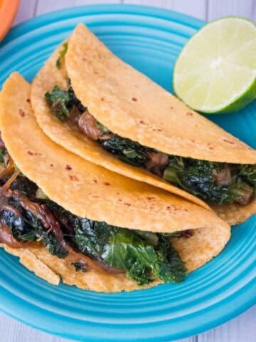 A plate of instant pot kale tacos
