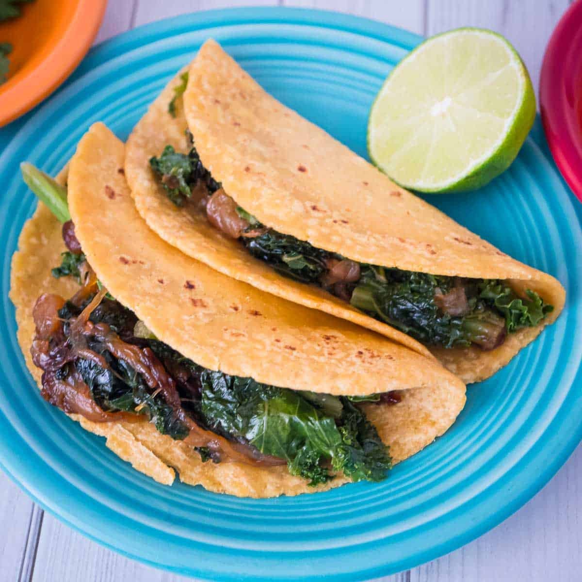 A plate of instant pot kale tacos