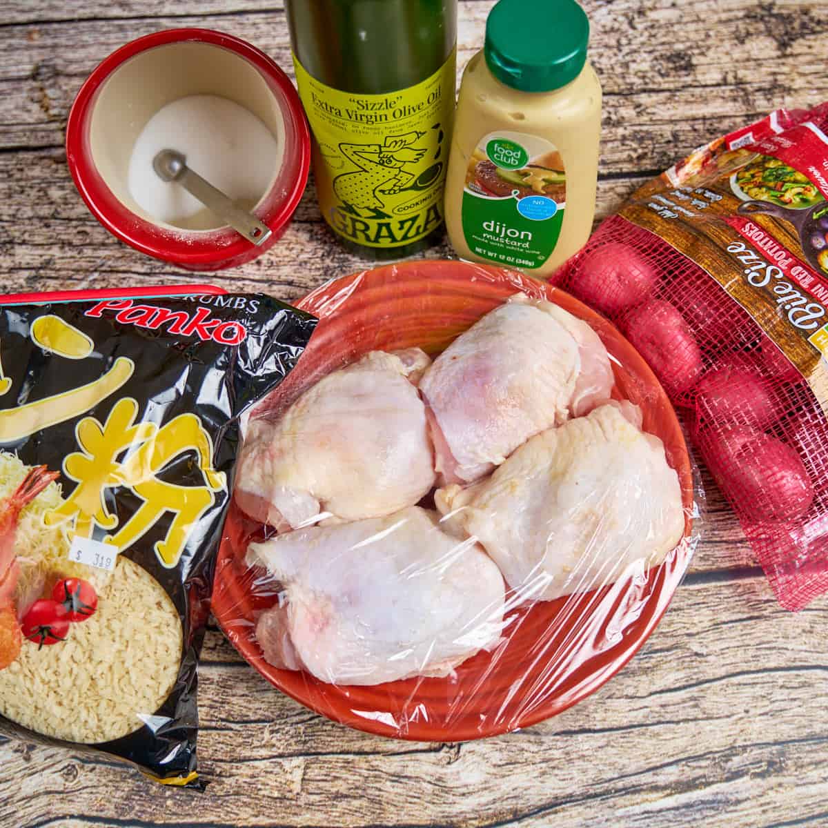 Ingredients for Air Fryer Breaded Chicken Thighs with Mustard
