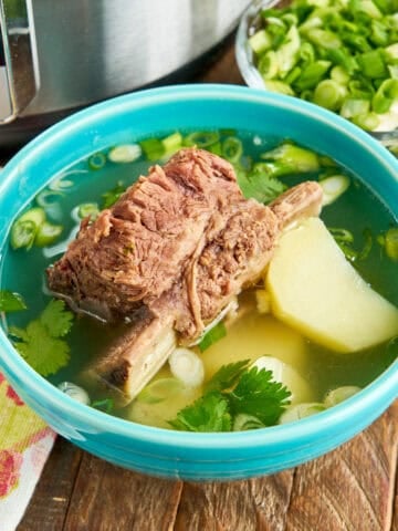 A bowl of Instant Pot Columbian Beef Rib Soup