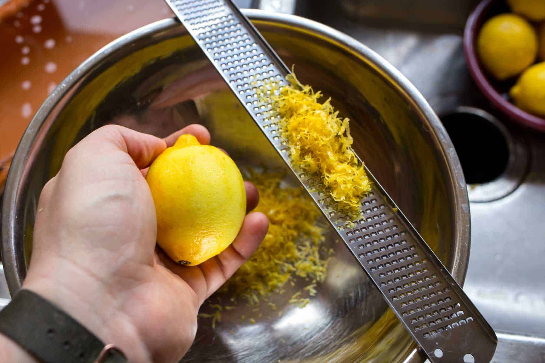 Zesting the lemons