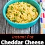 A bowl of Cheddar Cheese Risotto with peas
