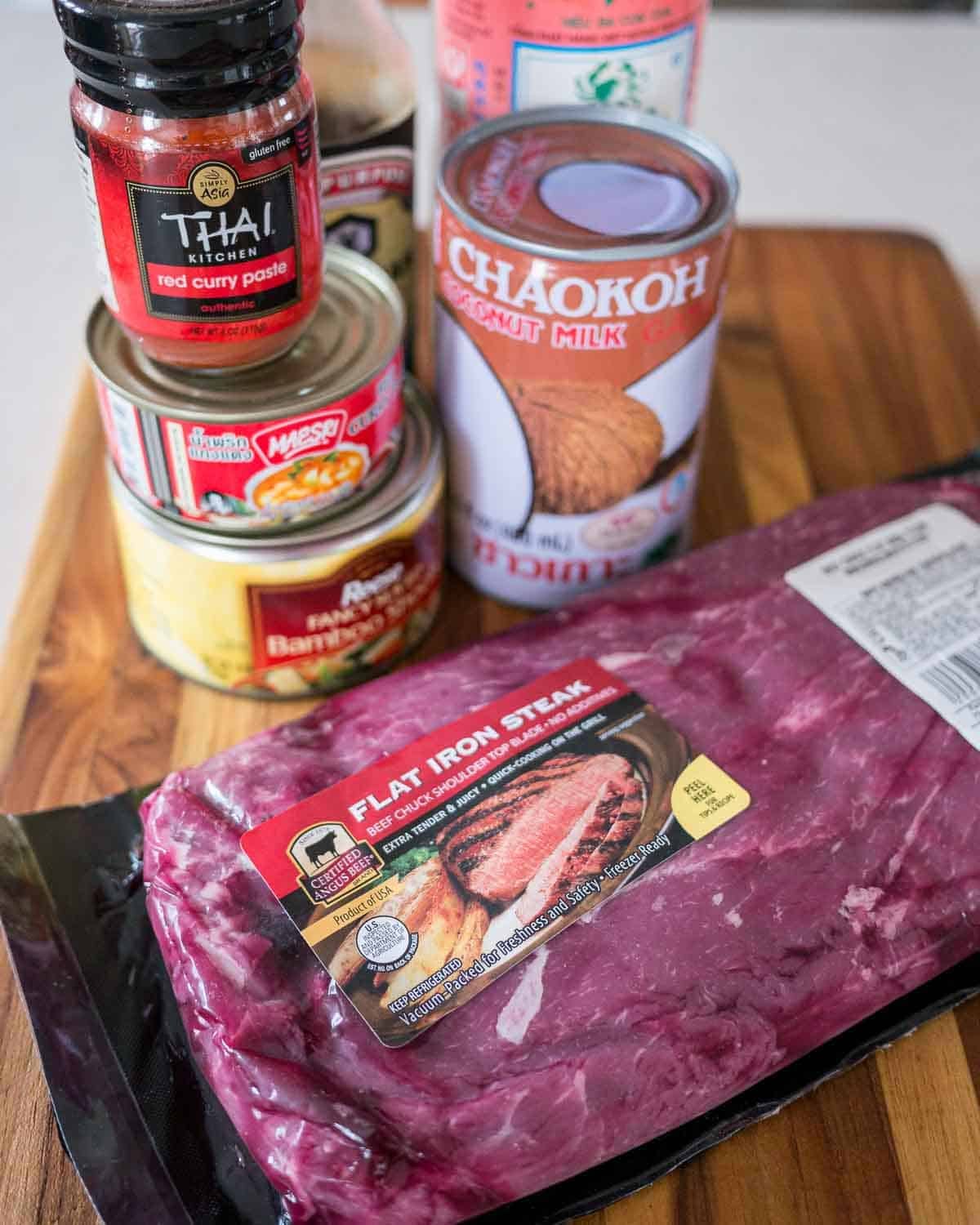 Ingredients for Thai Red Beef Curry