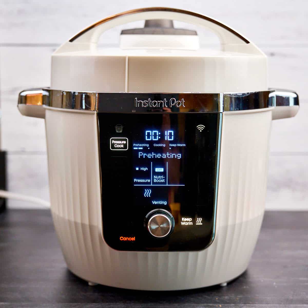 Instant Pot Set to 10 minutes at high pressure with a natural release