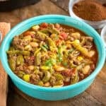 A bowl of Instant Pot Cactus Chili