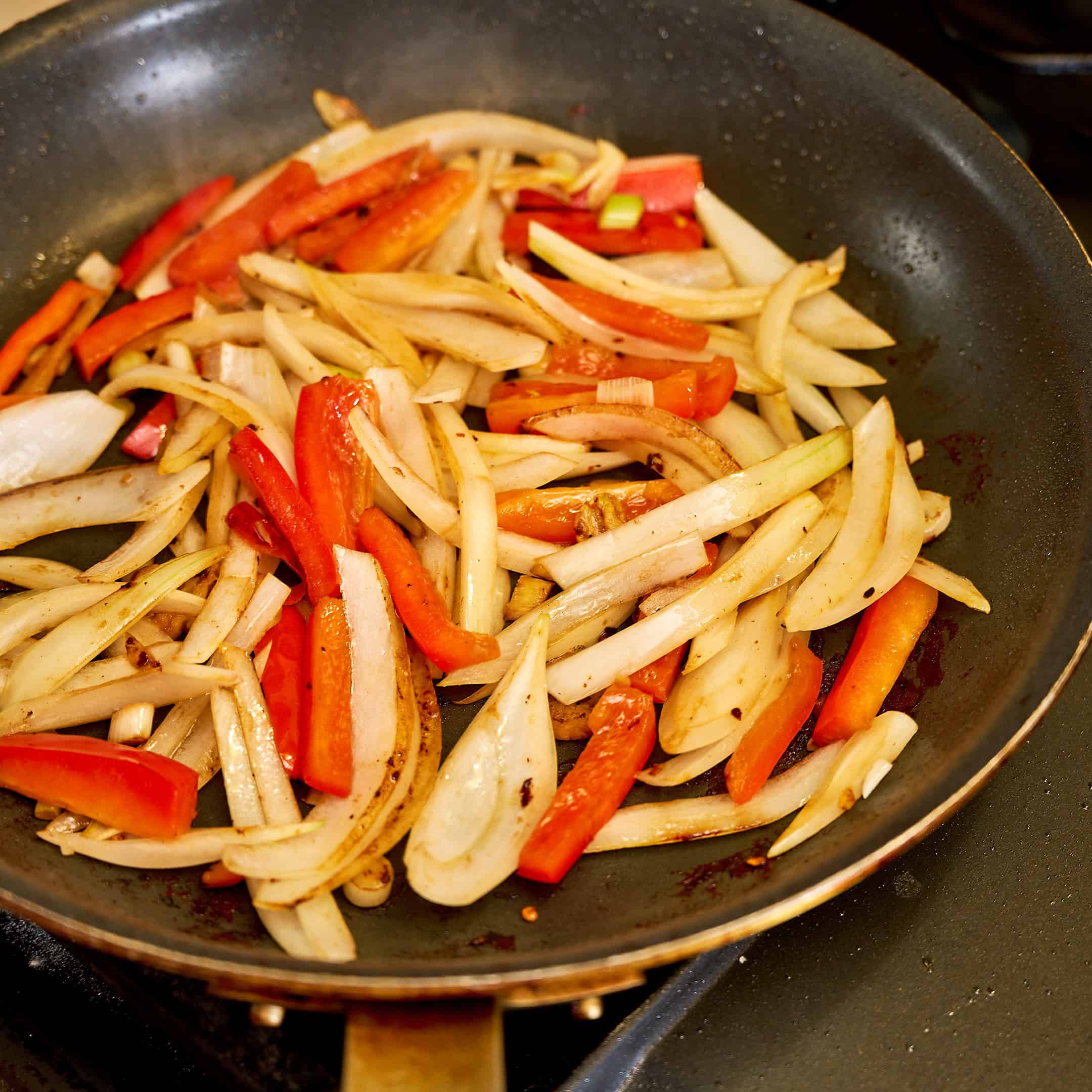 Stir fried peppers and onions
