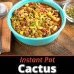 A bowl of Instant Pot Cactus Chili
