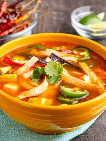 A bowl of Instant Pot Tortilla Soup