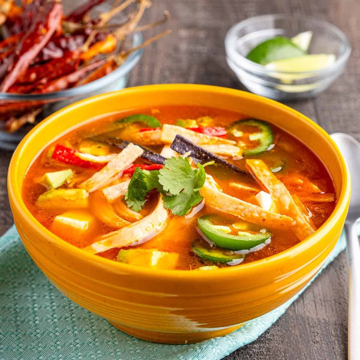 A bowl of Instant Pot Tortilla Soup