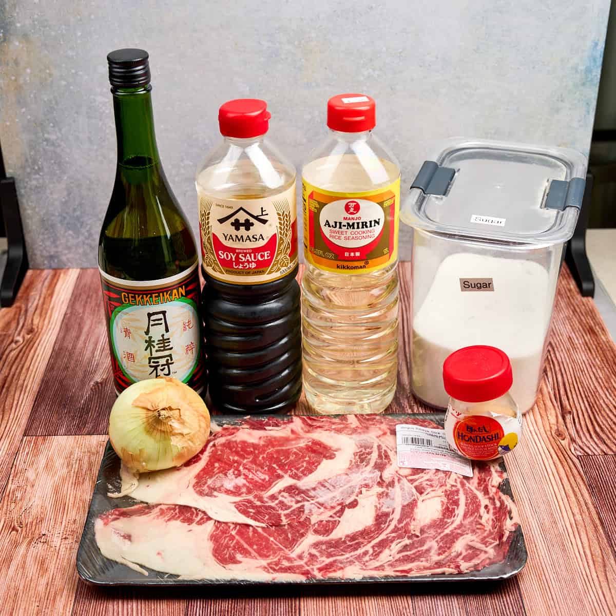 Ingredients for gyudon