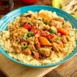 A bowl of Instant Pot Chicken Tagine