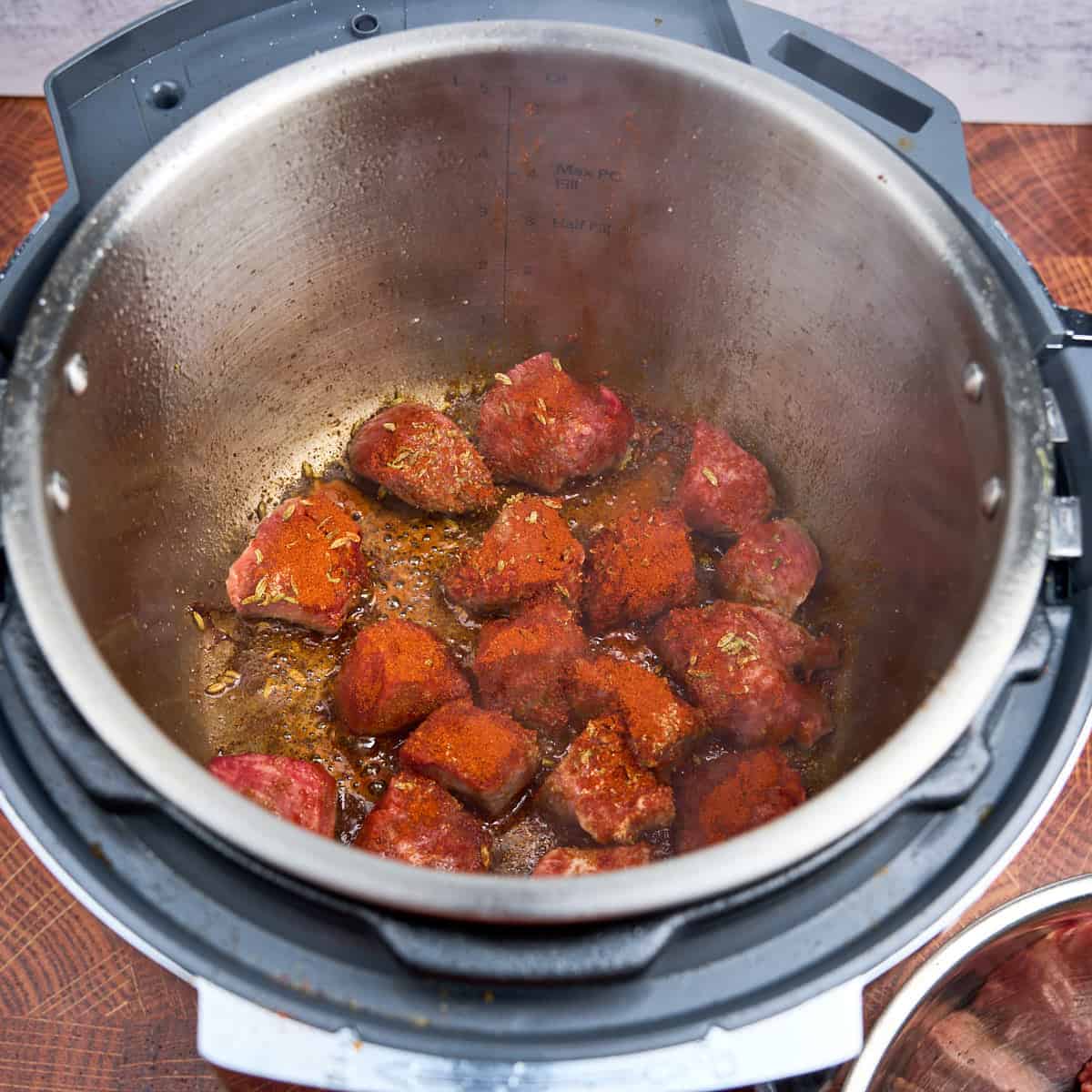Beef cubes sprinkled with spices