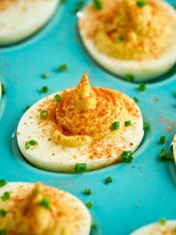 Aioli Deviled Eggs on a platter