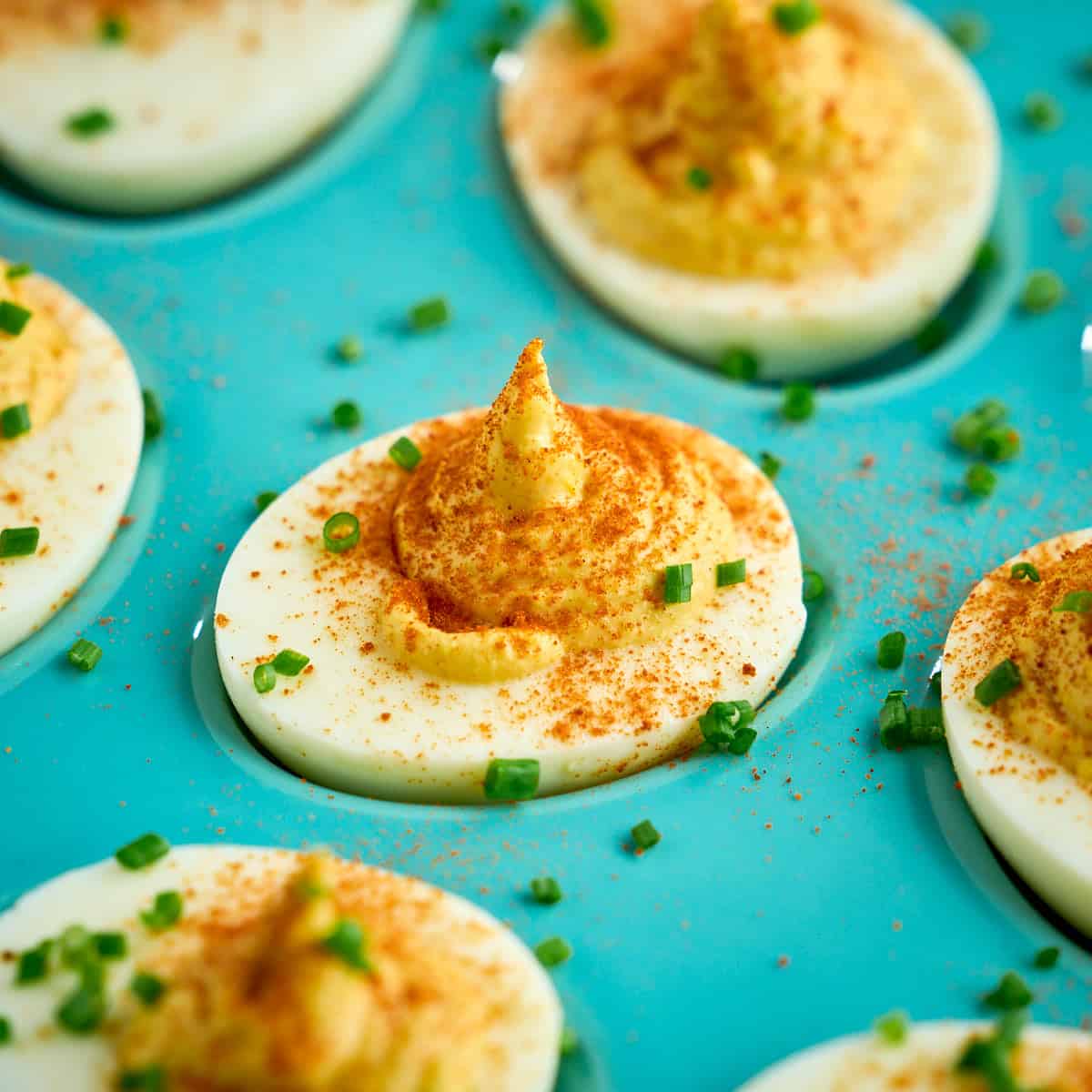 Aioli Deviled Eggs on a platter