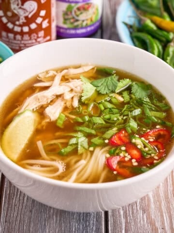 A bowl of chicken pho