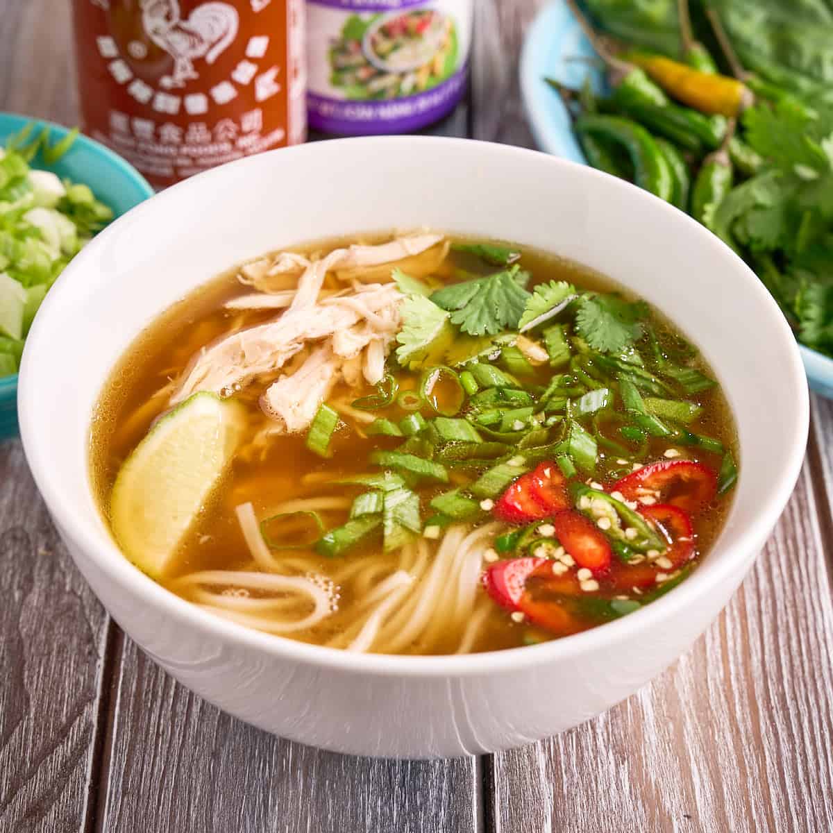 A bowl of chicken pho
