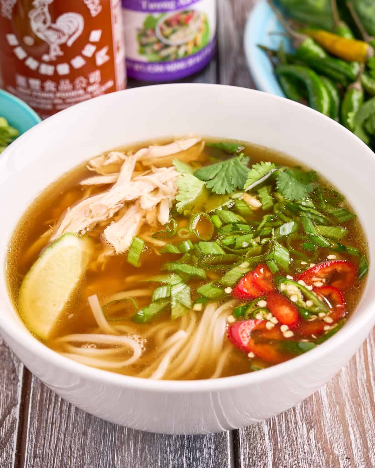 A bowl of chicken pho